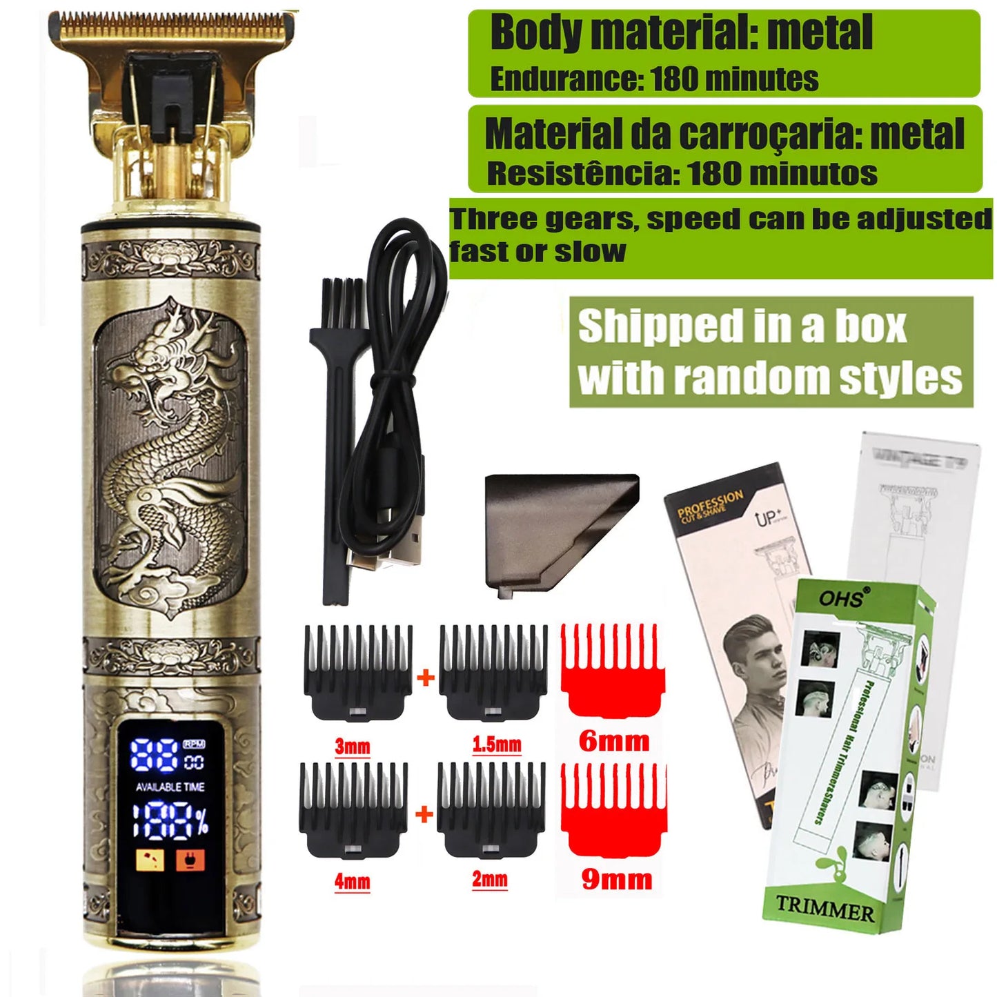 Tondeuse cheveux/Barbes T9 Hair Clipper Repair Beard Shaving Body Hair Trimmer Clippers Electric Machine Men Haircut Machine 0mm Barber Shaver