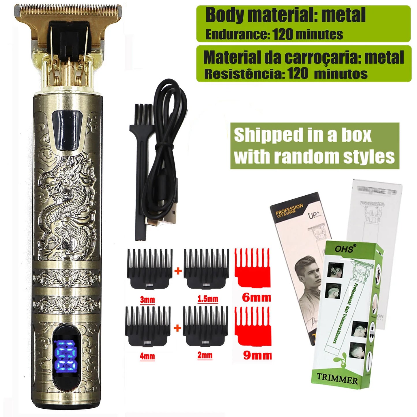 Tondeuse cheveux/Barbes T9 Hair Clipper Repair Beard Shaving Body Hair Trimmer Clippers Electric Machine Men Haircut Machine 0mm Barber Shaver
